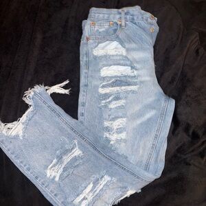 Distressed Light Blue Jeans